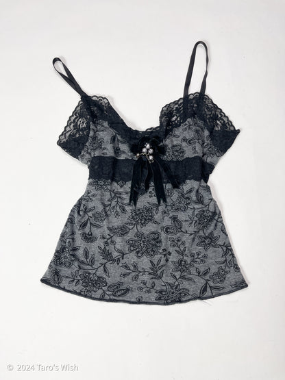 flower print lace trim camisole, italian label