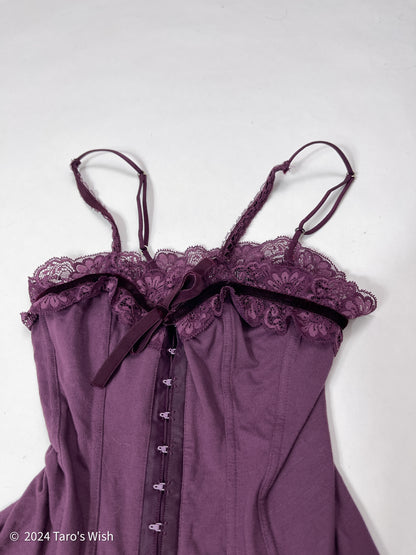 purple lace trim corset french label anti flirt