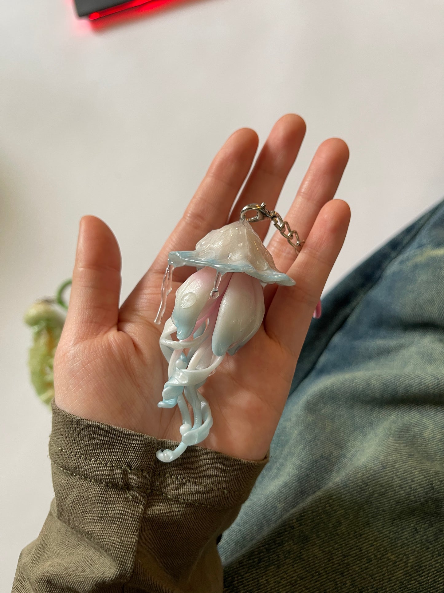 Handmade 𖦹 Clay Jellyfish Keychain with Bell