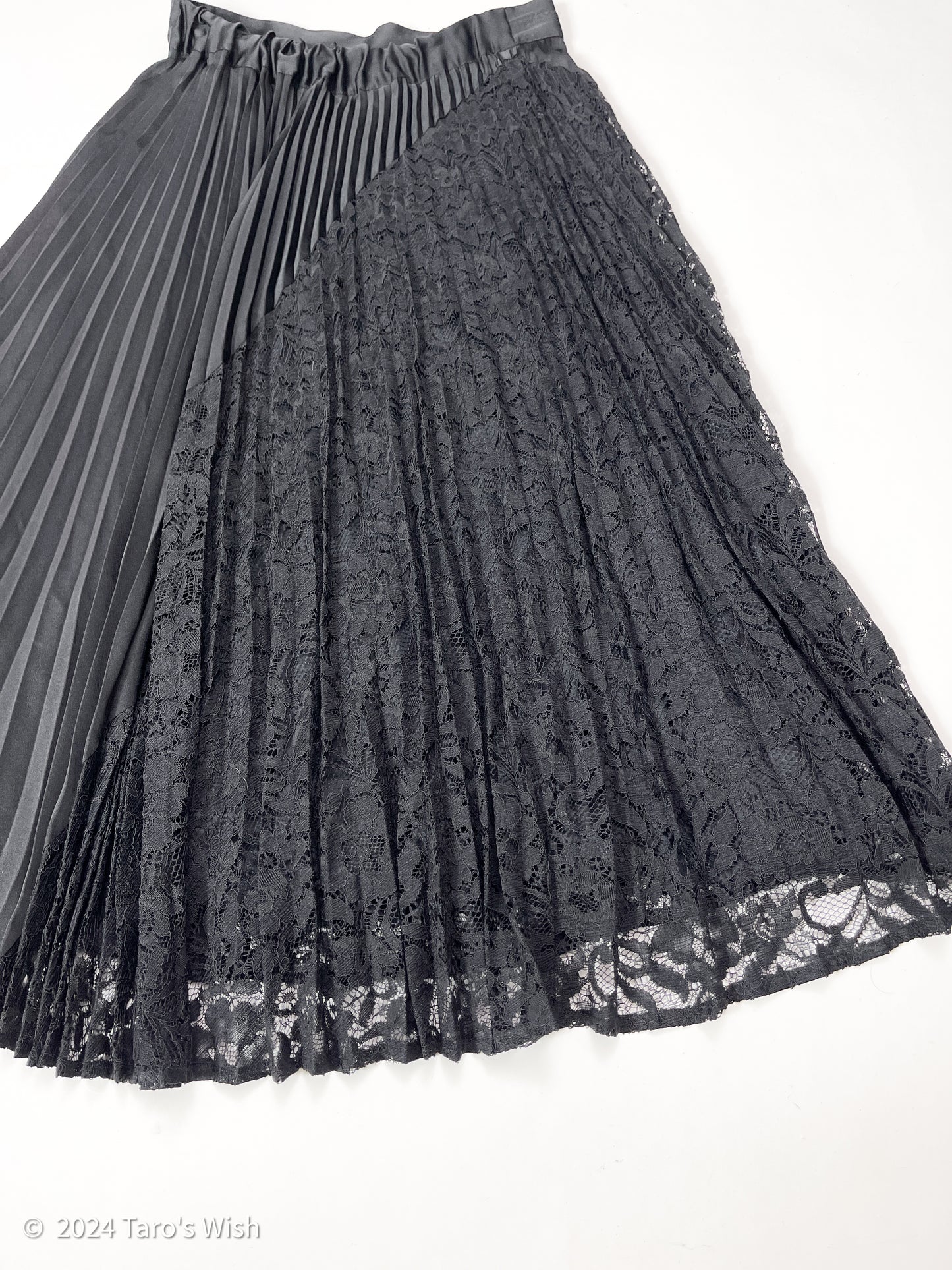 asymmetric patchwork lace maxi skirt, japanese label