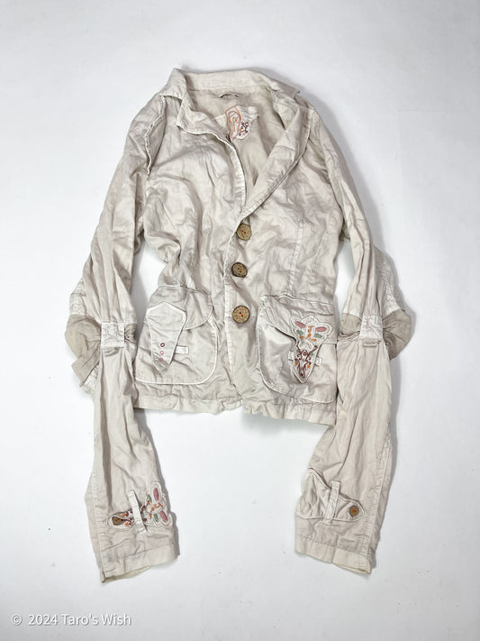 ruched button up jacket, euro label