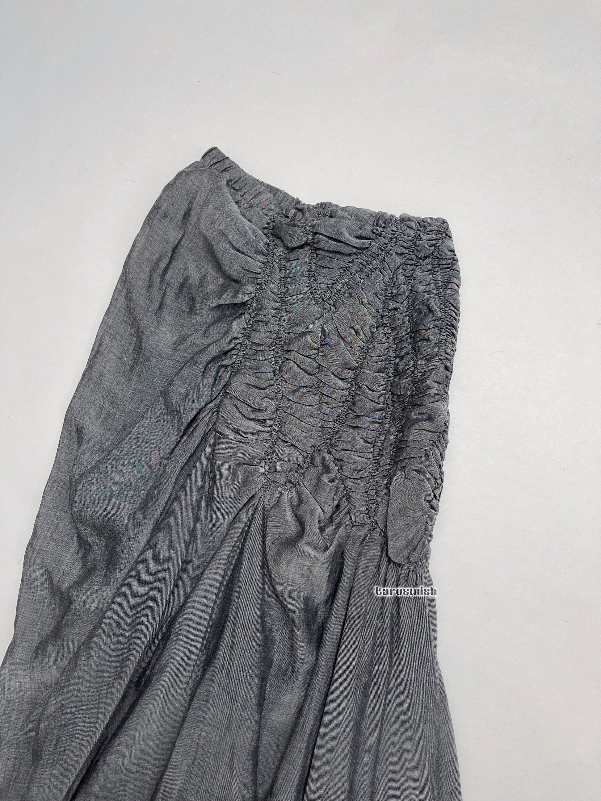 GOMME Ruched Maxi Skirt in Grey / Taroswish Taro's Wish