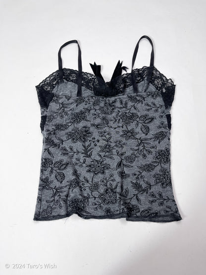 flower print lace trim camisole, italian label