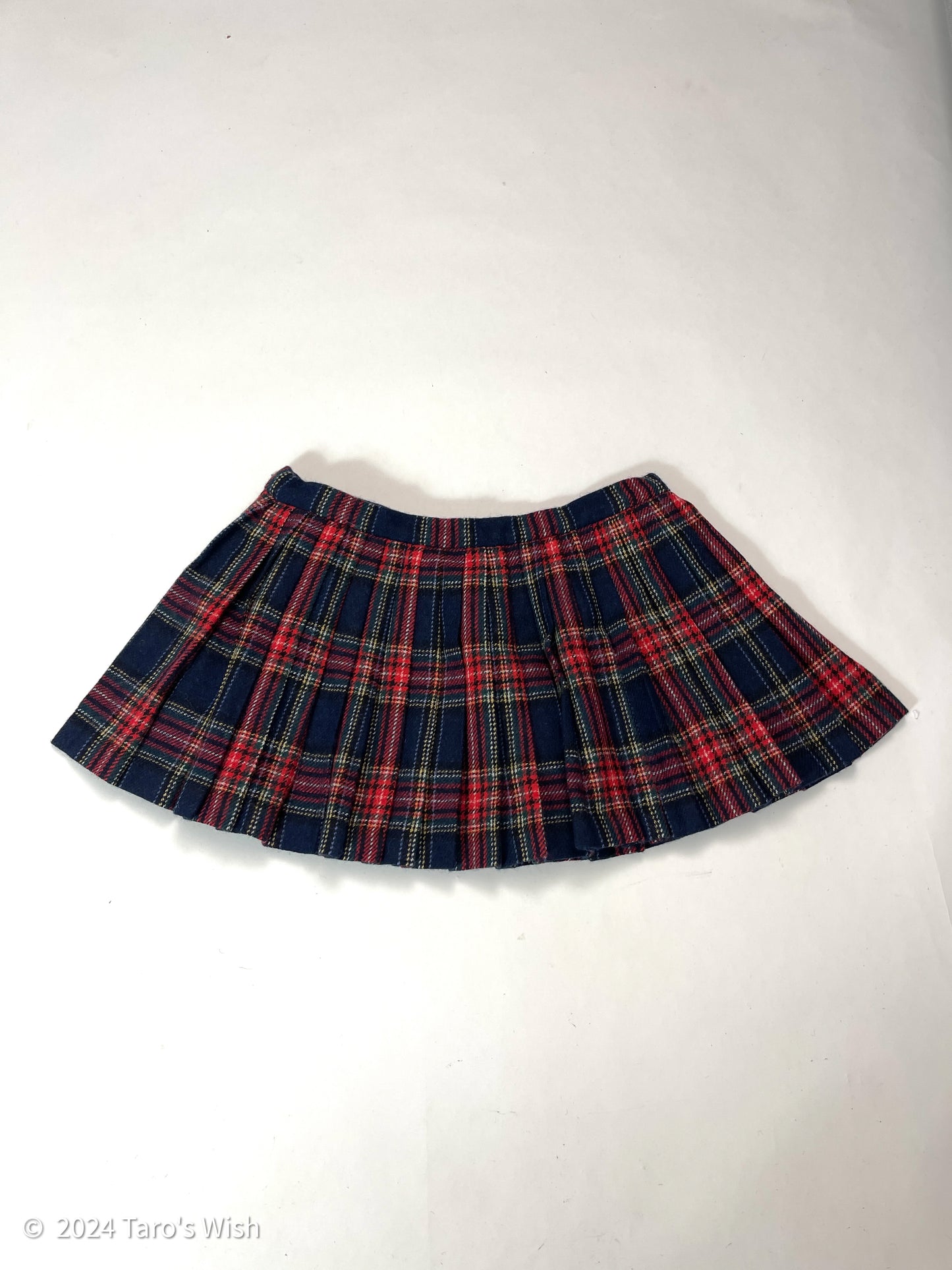 tartan wool pleated midi skirt, japanese label