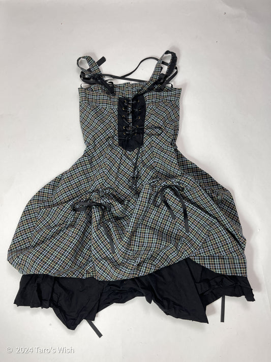 button up tartan ruched dress, euro label