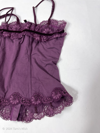 purple lace trim corset french label anti flirt