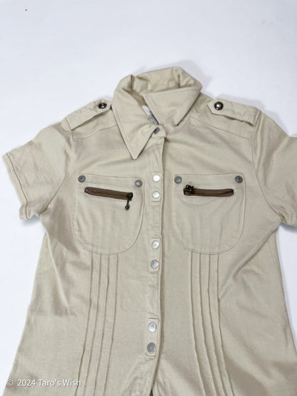 tactical ruffle hem button up top, japanese label