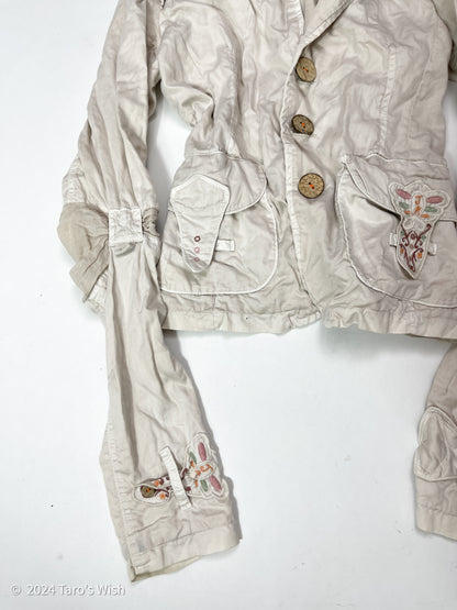 ruched button up jacket, euro label