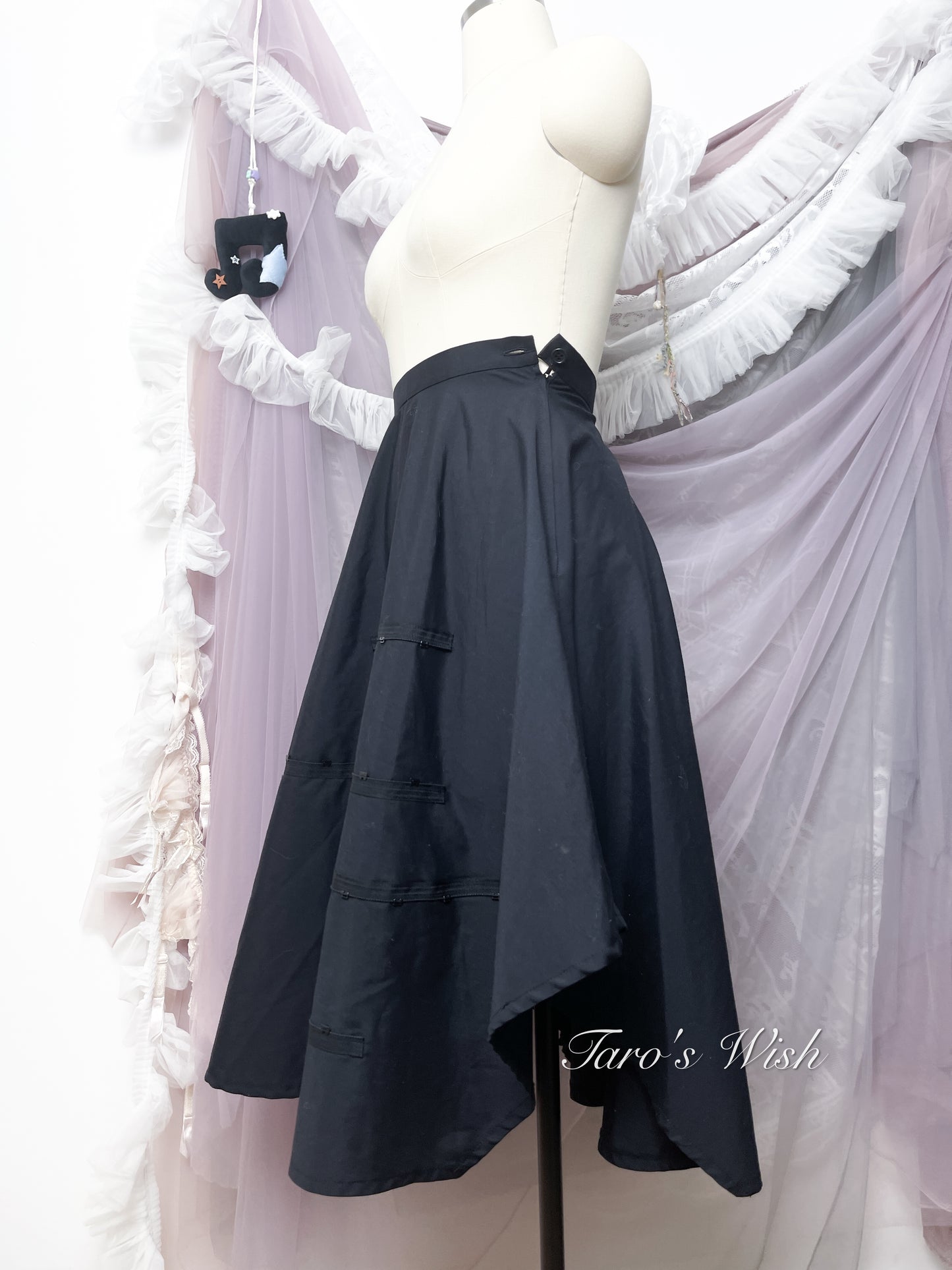 Black Peace Now Asymmetrical Frill Skirt