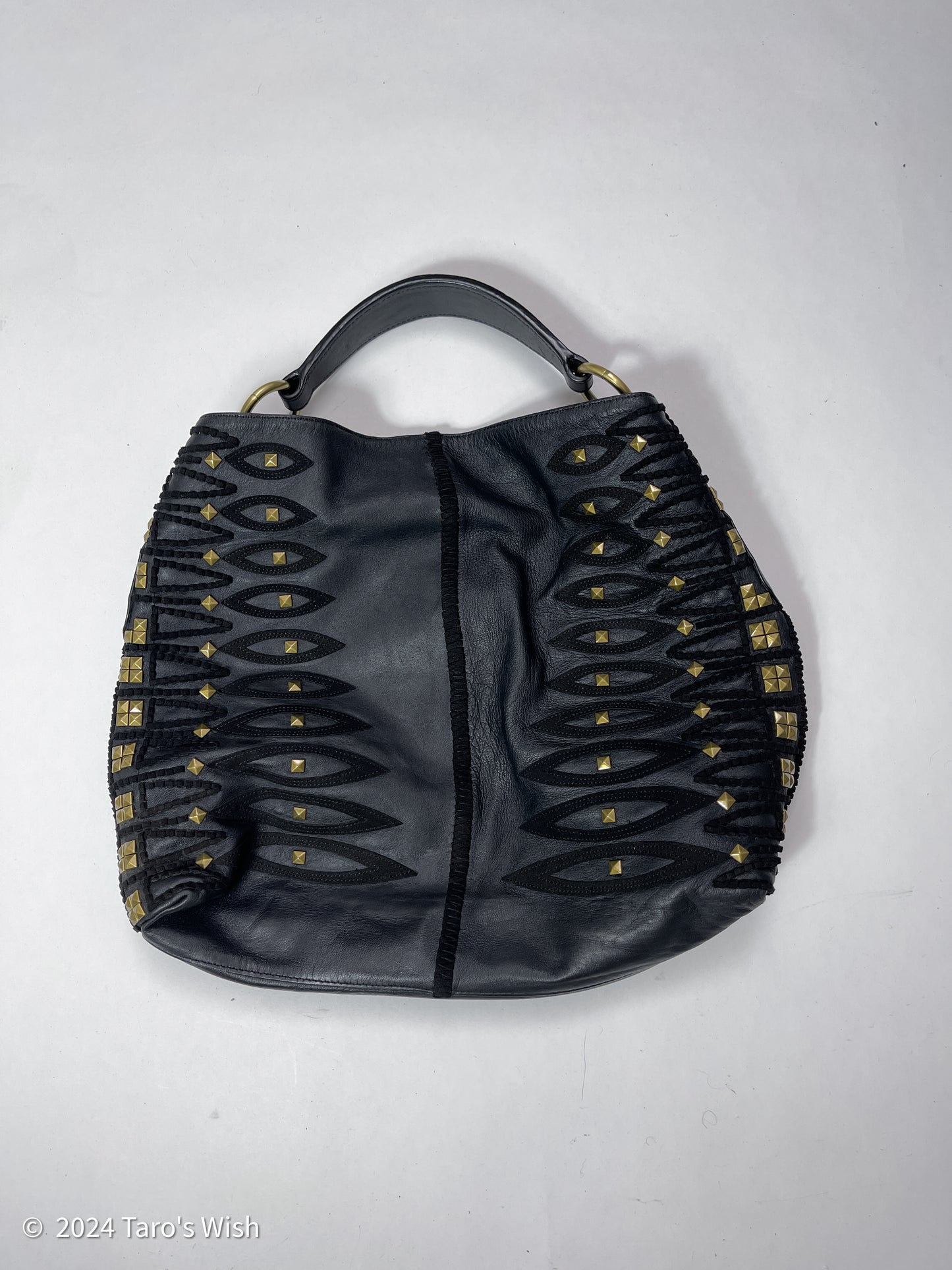 real leather rivets details handbag, hiroko koshino