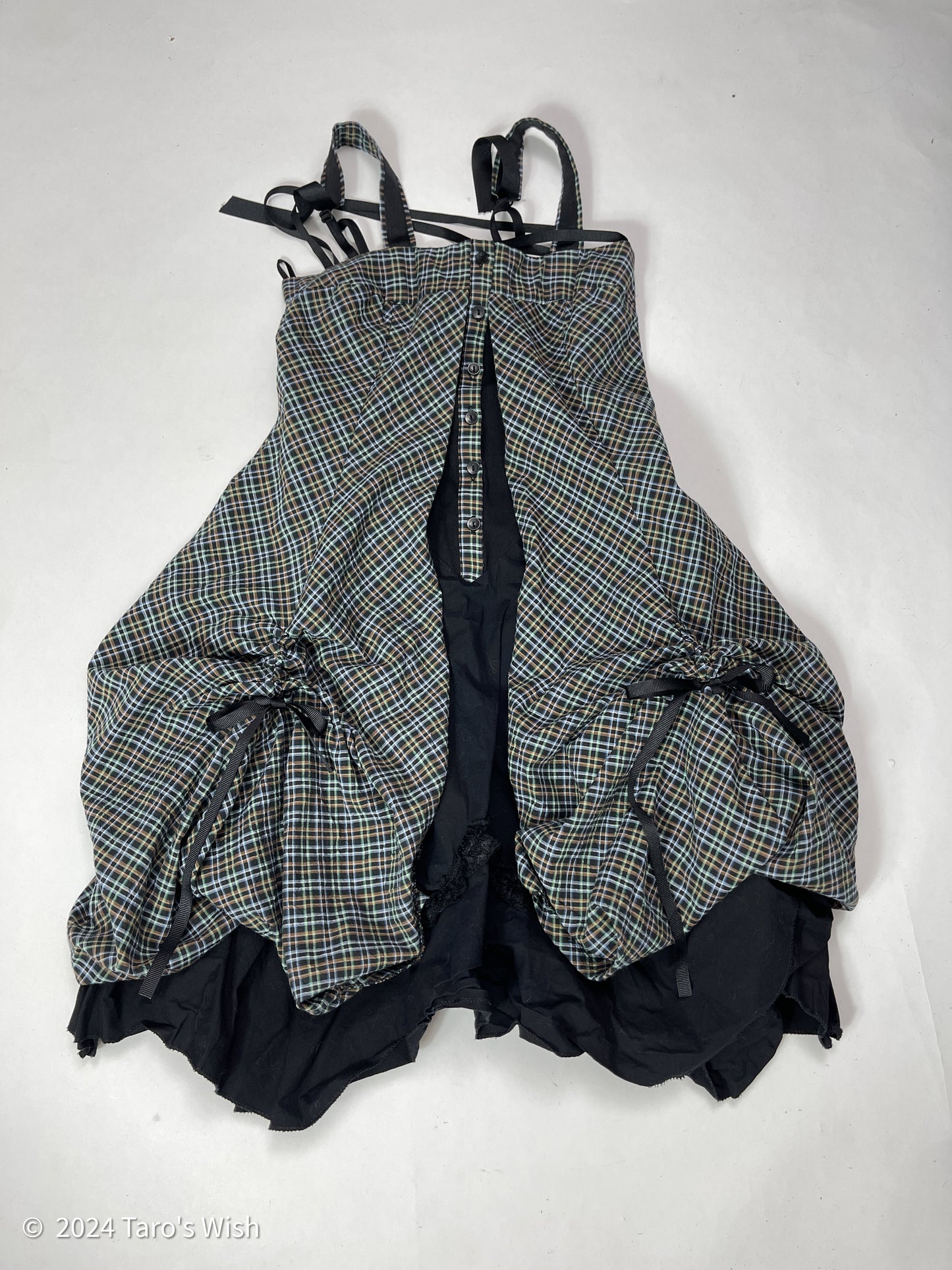 button up tartan ruched dress, euro label