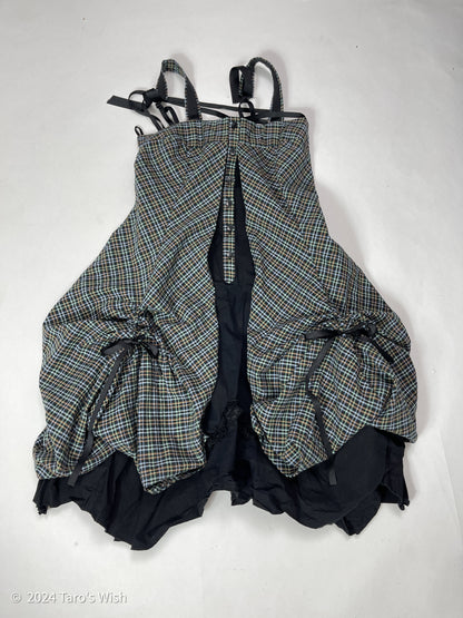 button up tartan ruched dress, euro label