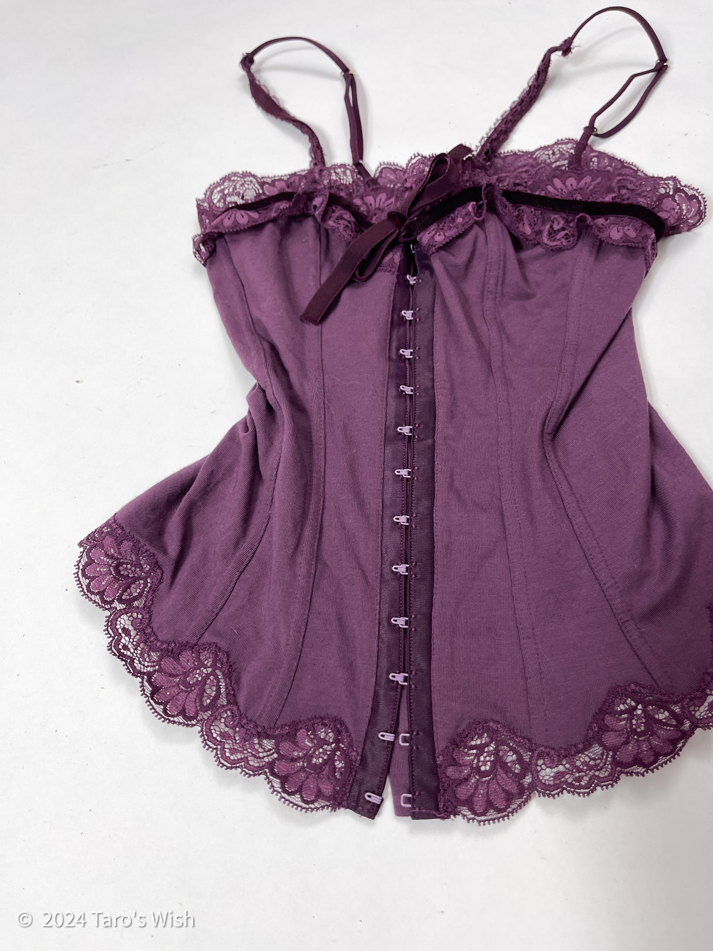 purple lace trim corset french label anti flirt