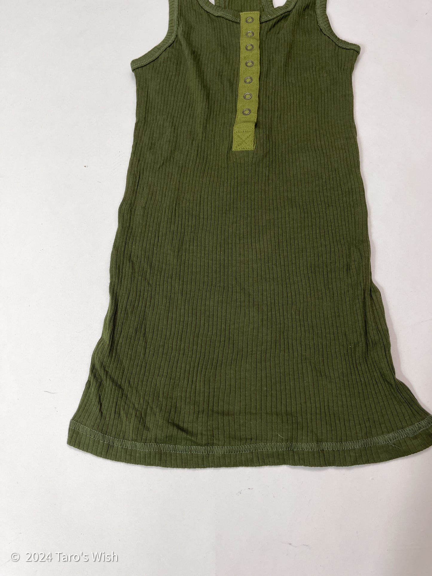 slim fit button up tank top in green, japanese label