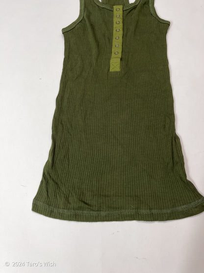 slim fit button up tank top in green, japanese label