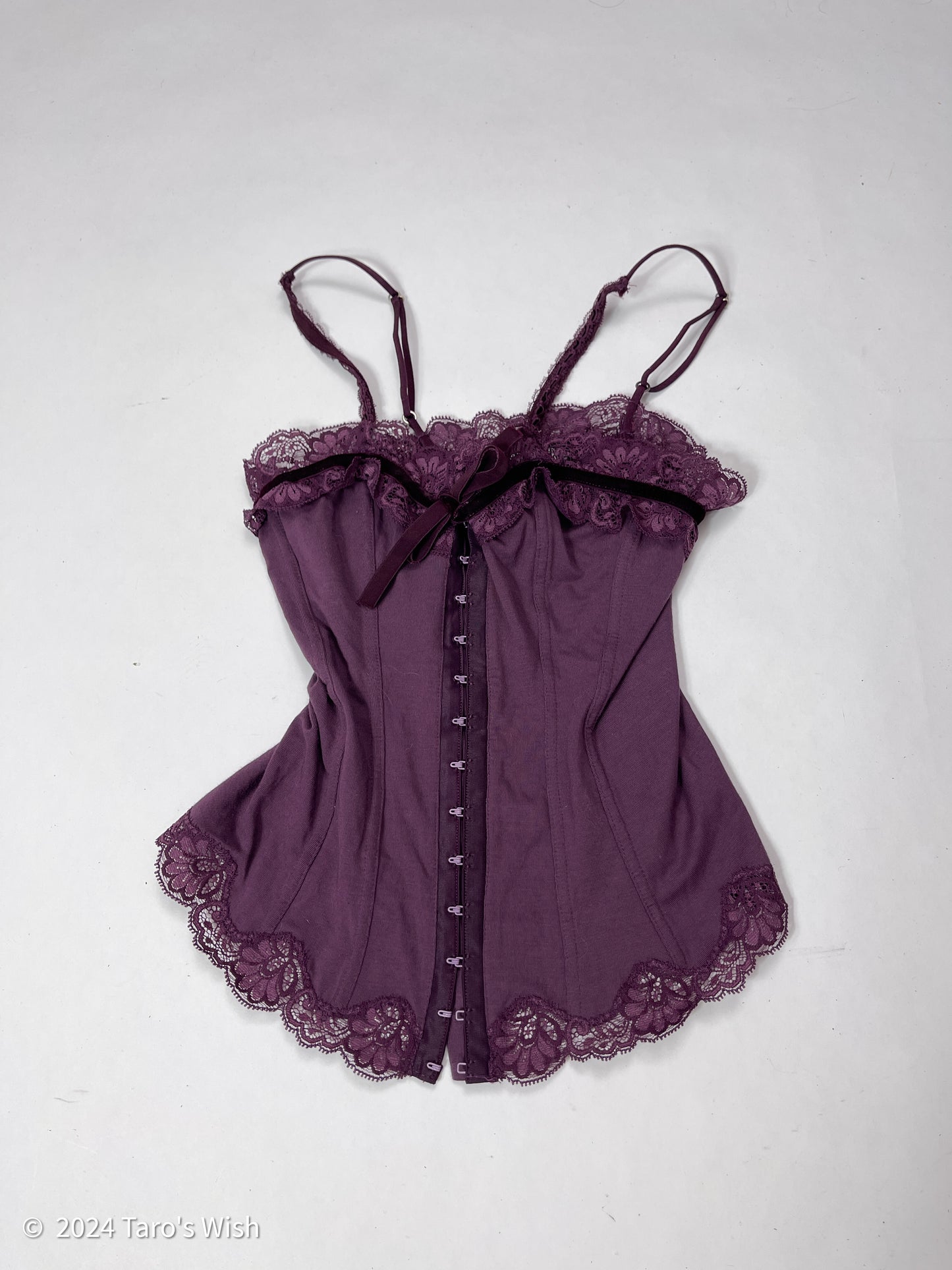 purple lace trim corset french label anti flirt