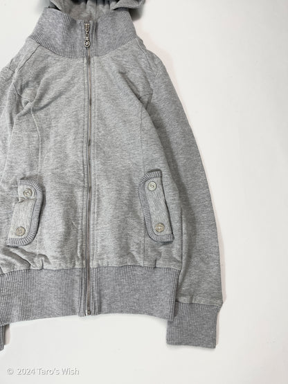 tactical grey zip up hoodie, japanese label