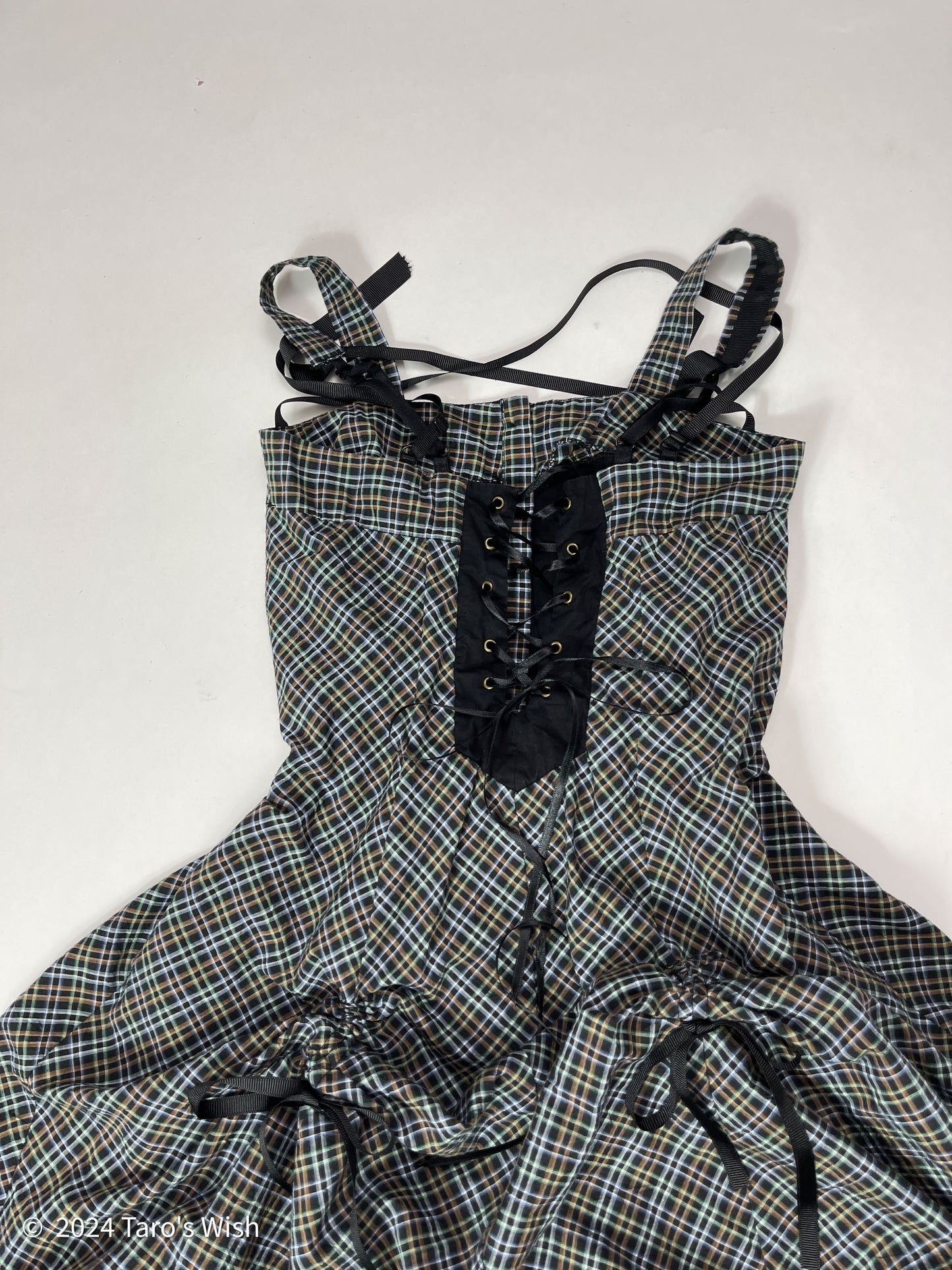 button up tartan ruched dress, euro label