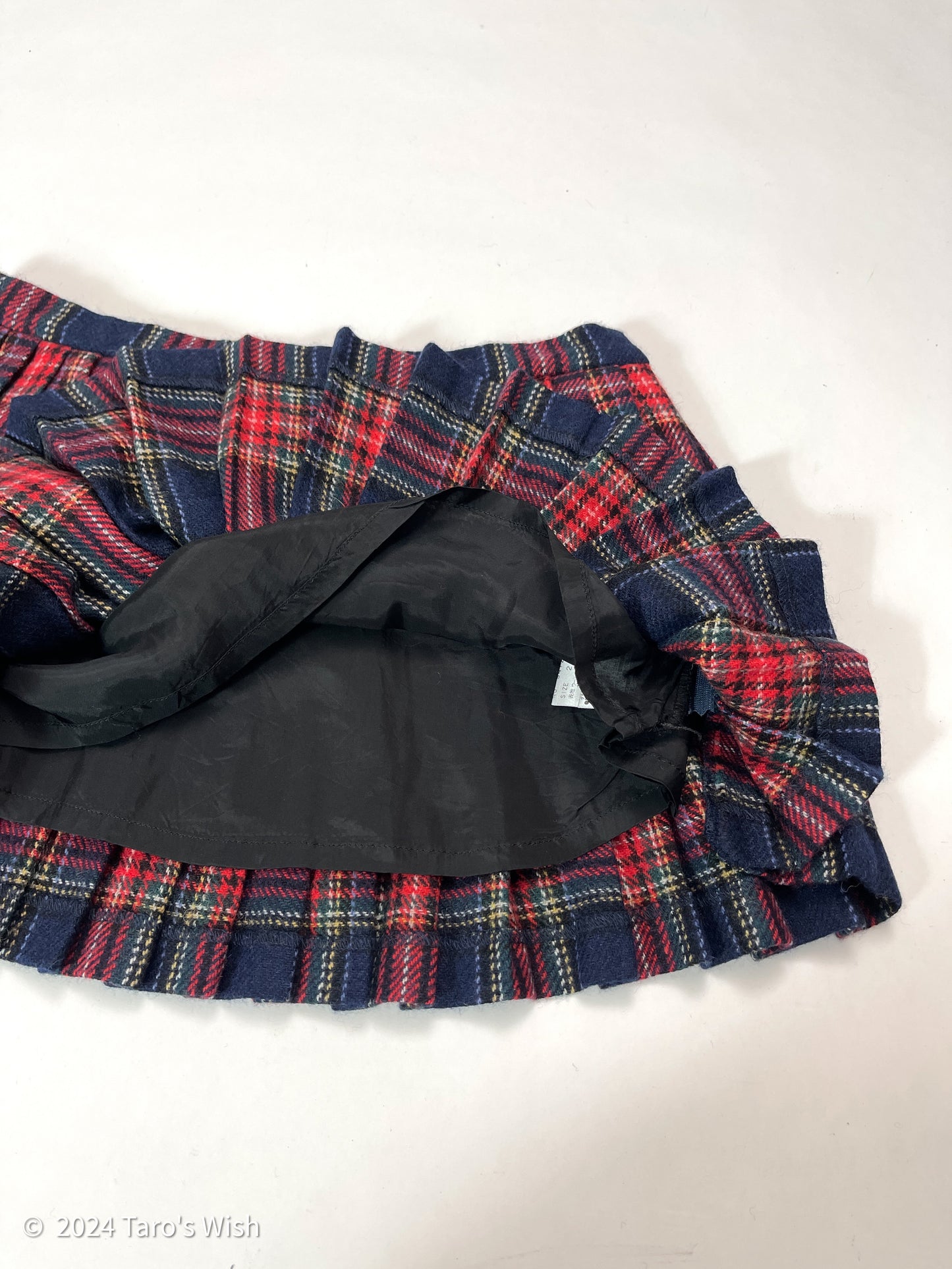 tartan wool pleated midi skirt, japanese label